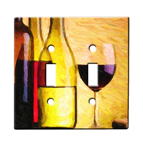 Wine Time - Decor Double Switch Plate Cover Metal