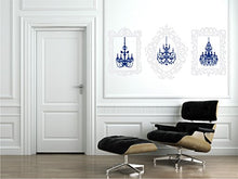 Load image into Gallery viewer, Chandelier Picture Frames Wall Decal (White &amp; Blue, 21&quot; (H) X 27&quot; (W))
