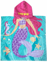 Load image into Gallery viewer, Athaelay Hooded Towel for Girls 1 to 5 Years Old Kids and Toddlers Cotton Ultra Soft, Super Absorbent, Extra Large 48&quot; x 24&quot;, Use for Bath/Pool/Beach Swim Cover ups, Mermaid Theme
