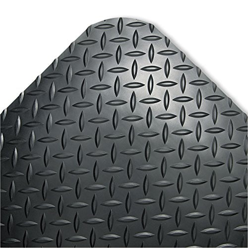Crown Cd0023db Industrial Deck Plate Anti-Fatigue Mat, Vinyl, 24 X 36, Black