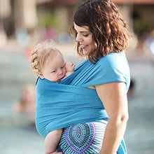 Load image into Gallery viewer, Beachfront Baby Wrap - Versatile Water &amp; Warm Weather Baby Carrier | Made in USA with Safety Tested Fabric, CPSIA &amp; ASTM Compliant | Lightweight, Quick Dry (Caribbean Blue, X-Long)
