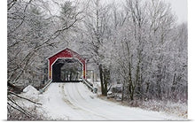 Load image into Gallery viewer, GREATBIGCANVAS Entitled Red Covered Bridge in The Winter; Adamsville Quebec Canada Poster Print, 60&quot; x 40&quot;, Multicolor
