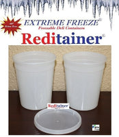 Extreme Freeze Reditainer 32 oz. Freezeable Deli Food Containers w/ Lids - Pack of 24 - Food Storage