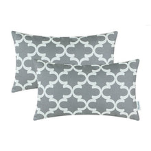 Load image into Gallery viewer, CaliTime Pack of 2 Soft Canvas Bolster Pillow Covers Cases for Couch Sofa Home Decor Modern Quatrefoil Accent Geometric 12 X 20 Inches Grey
