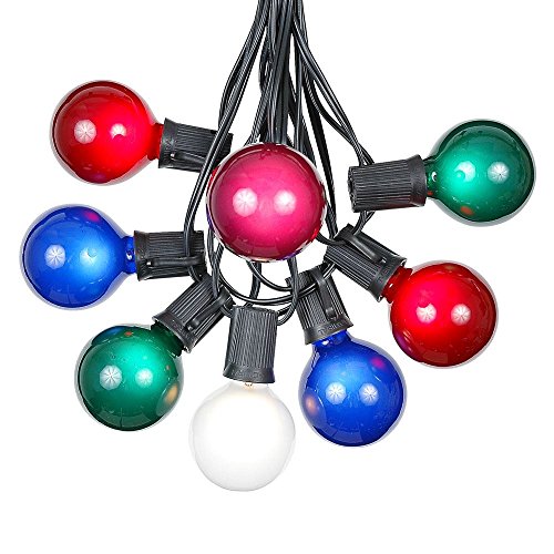 100 Foot G50 Outdoor Patio String Lights with 125 Multi Globe Bulbs  Indoor Outdoor String Lights  Market Bistro Caf Hanging String Lights  C9/E17 Base - Black Wire