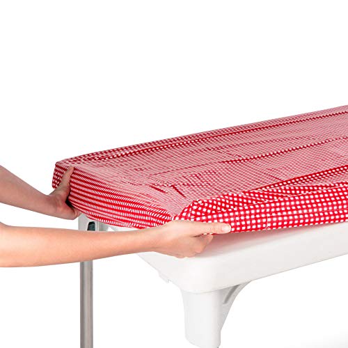 TopTableCloth Table Cover Red & White Checkered tablecloths Elastic Corner Fitted Rectangular Folding Table 6 Foot 30
