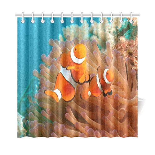 CTIGERS Shower Curtain for Kids Underwater World Beautiful Fishes and Corals Polyester Fabric Bathroom Decoration 72 x 72 Inch