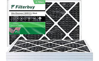 Filterbuy 18x30x1 Air Filter MERV 8 (Allergen Odor Eliminator), Pleated HVAC AC Furnace Filters with Activated Carbon (4-Pack, Black)
