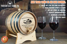 Load image into Gallery viewer, Thousand Oaks Barrel Co. | Personalized American White Oak 2.5 Gallon Barrel with Stand, Bung, and Spigot - For The Home Brewer, Distiller, Wine Maker and Cocktail Aging Bartender (B314)
