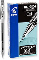 PILOT G-Tec-C Gel Ink Rolling Ball Pens, Ultra Fine Point (0.4mm), Black Ink, 12 Count (35491)