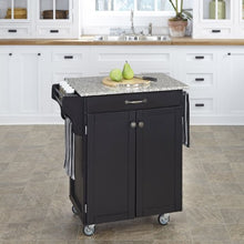 Load image into Gallery viewer, Home Styles Mobile Create-a-Cart Black Finish Two Door Cabinet Kitchen Cart with Salt and Pepper Granite Top, Adjustable Shelving
