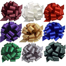 Load image into Gallery viewer, Large Assorted Gift Pull Bows - 9&quot; Wide, Set of 9, Christmas Presents, Red, Green, Blue, White, Bows for Gifts, Easter, Boxing Day, Hanukkah, Birthday, Gift Baskets
