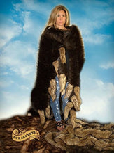 Load image into Gallery viewer, Fur Accents Buffalo Robe/Wolf Tail Throw Blanket/Brown Bear Skin/Pelt/Toss Rug (5&#39;x6&#39;)
