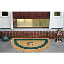 Load image into Gallery viewer, Heavy Duty 22&quot; x 36&quot; Coco Mat, Green Single Picture Frame Monogrammed G, Half Round
