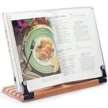 Load image into Gallery viewer, Deluxe Large Cookbook Holder - Acrylic Shield With Cherry Wood Base - Made in the USA
