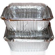 Load image into Gallery viewer, TigerChef Durable Aluminum Oblong Foil Pan Containers with Clear Dome Lids, 1 Pound Capacity, 5.56&quot; x 4.56&quot; x 1.63&quot; Size (Pack of 10)
