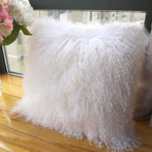Load image into Gallery viewer, unite down 100% Real Mongolian Lamb Fur Cushion Cover/Pillowcase (20x20inch, White)
