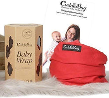 Load image into Gallery viewer, CuddleBug Baby Wrap Sling + Carrier - Newborns &amp; Toddlers up to 36 lbs - Hands Free - Gentle, Stretch Fabric - Ideal for Baby Showers - One Size Fits All (Red)
