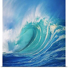 Load image into Gallery viewer, GREATBIGCANVAS Entitled Hawaii, Oahu, North Shore, Large Wave Curling Breaking with White Mist Blowing Back Poster Print, 60&quot; x 40&quot;, Multicolor
