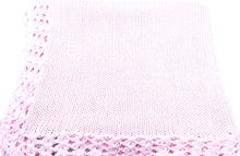 Load image into Gallery viewer, Knitted Hand Crochet Finished Pink Cotton Baby Blanket
