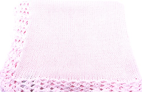 Knitted Hand Crochet Finished Pink Cotton Baby Blanket