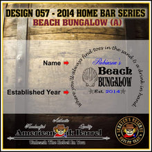 Load image into Gallery viewer, 2 Liter Personalized Beach Bungalow (A) American Oak Aging Barrel - Design 057
