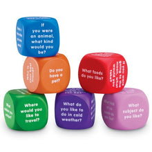 Load image into Gallery viewer, Learning Resources Conversation Cubes, Social Dice, Autism Therapy, Ice Breaker Cubes, Foam Cubes, 6 Pieces, Ages 6+
