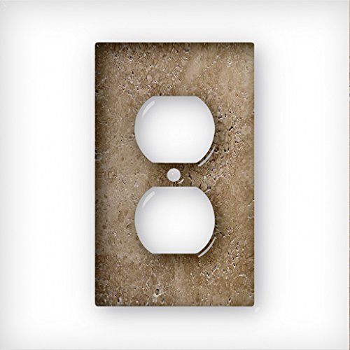 Noce Walnut Travertine Design - AC Outlet Decor Wall Plate Cover Metal