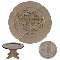 LifeSong Milestones Personalized 10th Wedding Anniversary Maple Cake Stand Gift for Her, Happy 10 Year Anniversary for Him 10