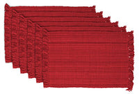 DII Tonal Fringe Placemat, Set of 6, Variegated Tango Red - Perfect for Fall, Dinner Parties, BBQs, Christmas and Everyday Use