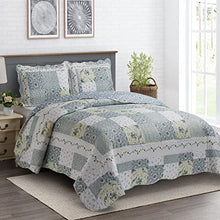 Load image into Gallery viewer, 7- Pcs Bed Spread Set- California King -Brea-Printed Quilted Wrinkle-Free Microfiber Includes 3-Pcs Coverlets Set and 4-Pcs Sheet Set
