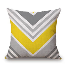 Load image into Gallery viewer, BLUETTEK Modern Simple Geometric Style Cotton Linen Burlap Square Throw Pillow Covers, 18 x 18 Inches, Set of 4 (Yellow-Gray)

