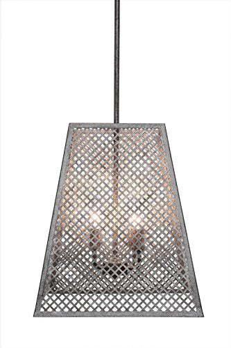 Toltec Lighting Corbello 4 Light Pendant with Aged Silver Metal Shades
