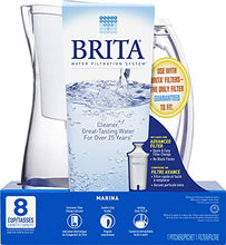 Load image into Gallery viewer, Brita Medium 8 Cup Water Filter Pitcher With 1 Standard Filter, Bpa Free â?? Marina, White
