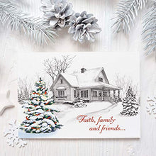 Load image into Gallery viewer, Winter Home Personalized Religious Christmas Cards  Holiday Greetings, Includes Bible Verse, Set of 18 Cards and Envelopes, by Current
