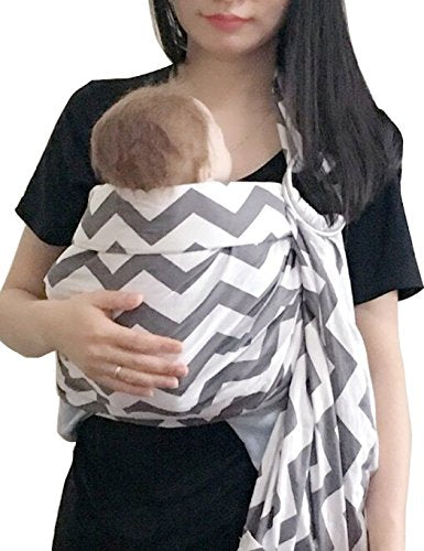 Vlokup Baby Sling Ring Sling Carrier Wrap | Extral Soft Lightweight Cotton Baby Slings for Infant, Toddler, Newborn and Kids | Great Gift, Lightly Padded Adjustable Nursing Cover Gray Wave