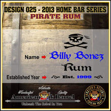 Load image into Gallery viewer, 1 Liter Personalized American Oak Aging Barrel - Design 025: Pirate Rum
