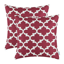 Load image into Gallery viewer, CaliTime Pack of 2 Soft Canvas Throw Pillow Covers Cases for Couch Sofa Home Decor Modern Quatrefoil Accent Geometric 20 X 20 Inches Burgundy
