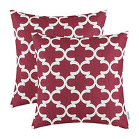 CaliTime Pack of 2 Soft Canvas Throw Pillow Covers Cases for Couch Sofa Home Decor Modern Quatrefoil Accent Geometric 20 X 20 Inches Burgundy