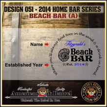 Load image into Gallery viewer, 3 Liter Personalized Beach Bar (A) American Oak Aging Barrel - Design 051
