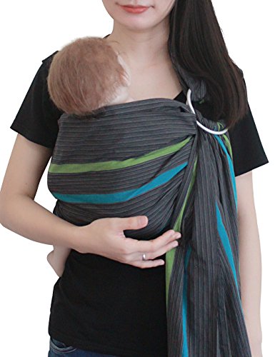 Vlokup Baby Sling Ring Sling Carrier Wrap | Extra Soft Lightweight Cotton Baby Slings for Infant, Toddler, Newborn and Kids | Great Gift, Lightly Padded Adjustable Nursing Cover Grey Rainbow