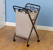 Load image into Gallery viewer, Household Essentials 7172 Rolling Laundry Hamper with Heavy-Duty Canvas Bag | Antique Bronze Frame
