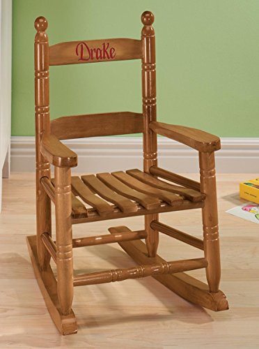 Miles Kimball Personalized Child's Natural Rocker - Red Font