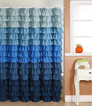 Load image into Gallery viewer, spring Home Blue Rain Ruffled Shower Curtain
