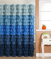 spring Home Blue Rain Ruffled Shower Curtain