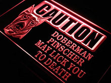 Load image into Gallery viewer, Caution Doberman Pinscher Lick LED Sign Neon Light Sign Display s179-b(c)
