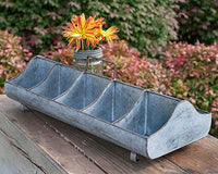 Galvanized Steel Metal Country Garden Planter Feed Trough Caddy with Handle 10 Compartments