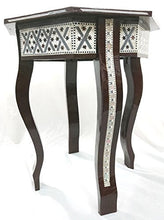 Load image into Gallery viewer, W155 BR Mother of Pearl Moroccan Corner Wood Octagonal Table Brown End Coffee
