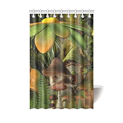 CTIGERS Shower Curtain for Kids The Mushroom Houses Fairy Tale World Polyester Fabric Bathroom Decoration 48 x 72 Inch