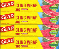 Glad ClingWrap Plastic Food Wrap - 300 Square Foot Roll - 4 Pack (Package May Vary)